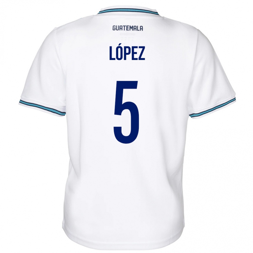 Kids Football Guatemala Jeffery López #5 White Home Jersey 24-26 T-Shirt Uk