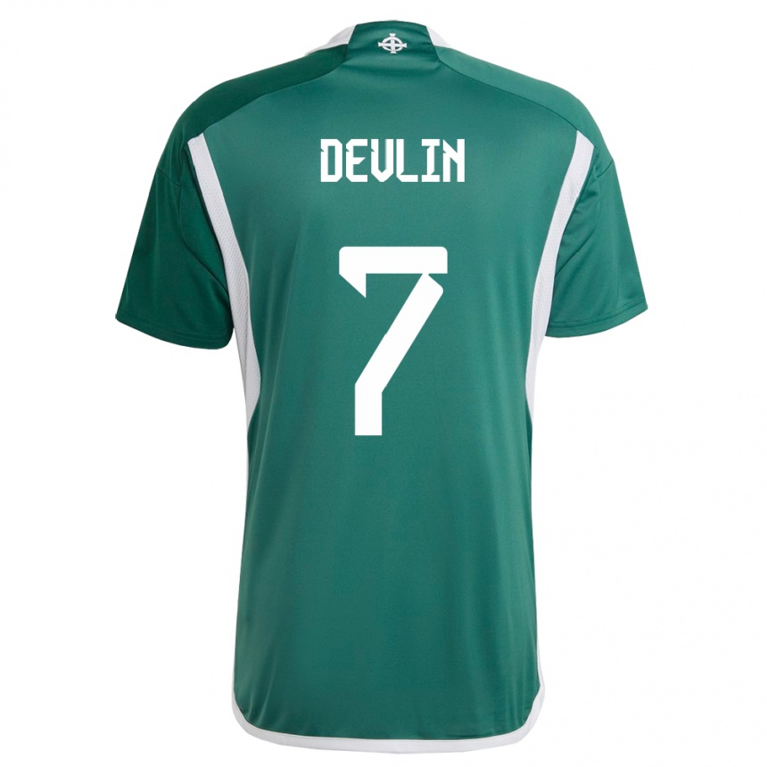 Kids Football Northern Ireland Terry Devlin #7 Green Home Jersey 24-26 T-Shirt Uk