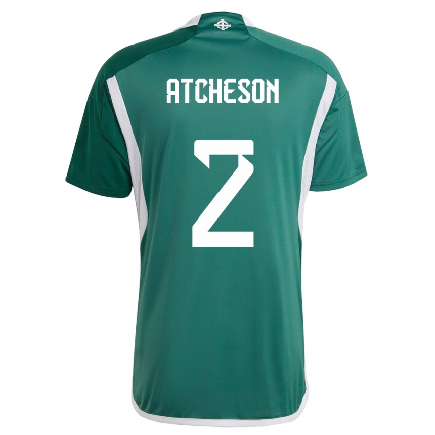 Kids Football Northern Ireland Tom Atcheson #2 Green Home Jersey 24-26 T-Shirt Uk