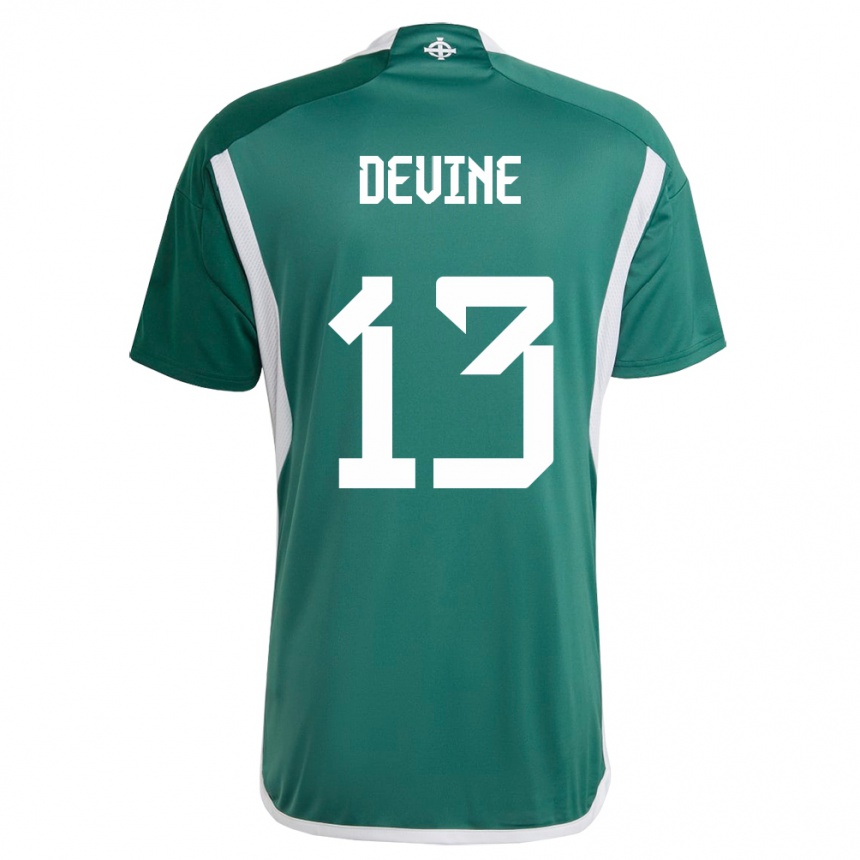 Kids Football Northern Ireland Senan Devine #13 Green Home Jersey 24-26 T-Shirt Uk