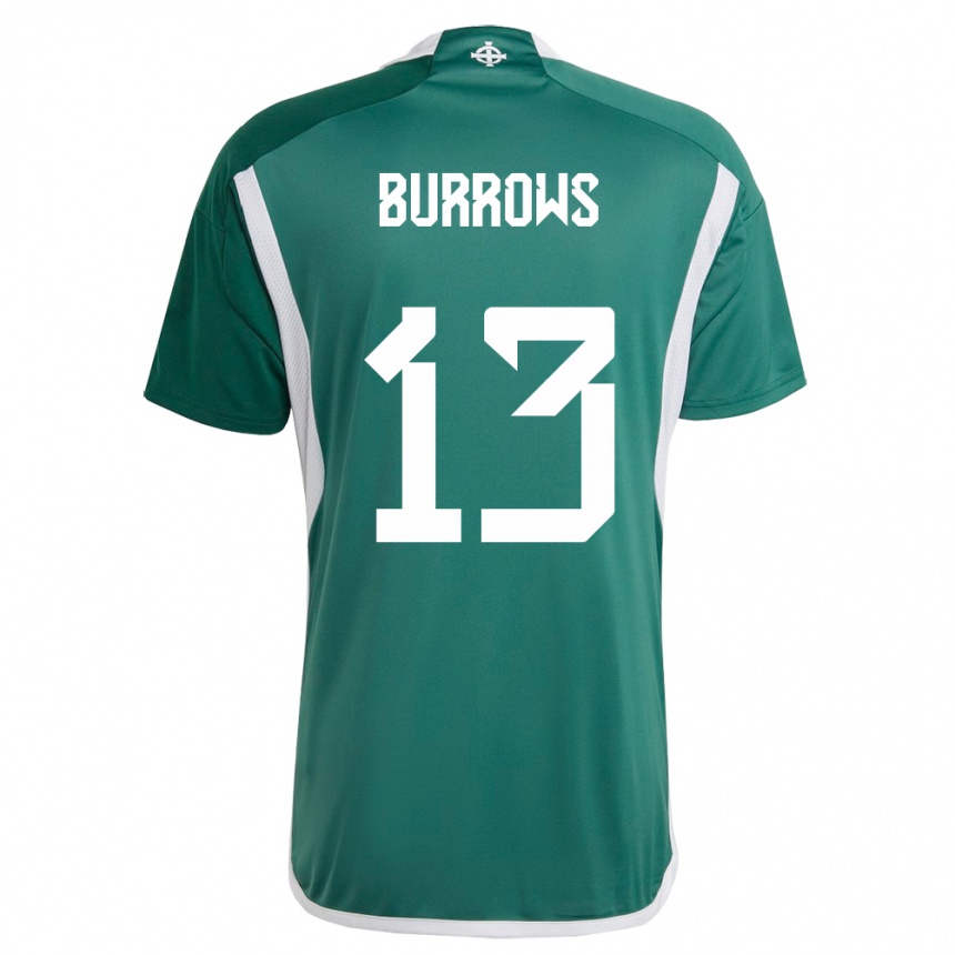 Kids Football Northern Ireland Kelsie Burrows #13 Green Home Jersey 24-26 T-Shirt Uk