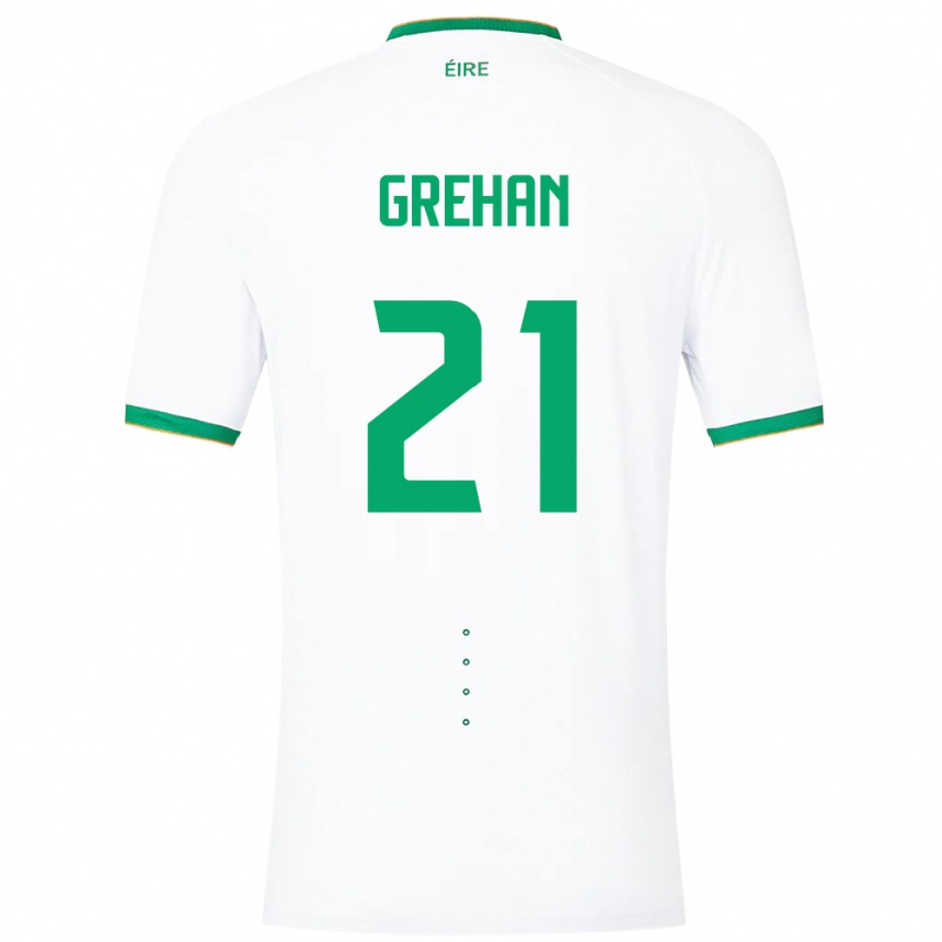 Kids Football Ireland Sean Grehan #21 White Away Jersey 24-26 T-Shirt Uk