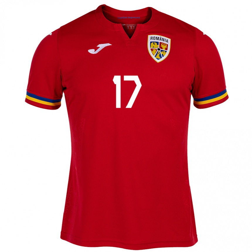 Kids Football Romania Florinel Coman #17 Red Away Jersey 24-26 T-Shirt Uk