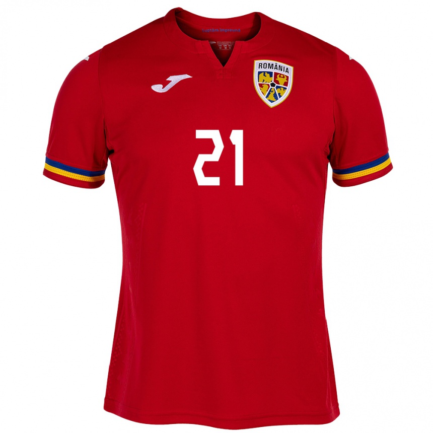 Kids Football Romania Olimpiu Moruţan #21 Red Away Jersey 24-26 T-Shirt Uk