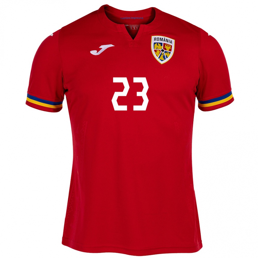 Kids Football Romania Andres Dumitrescu #23 Red Away Jersey 24-26 T-Shirt Uk