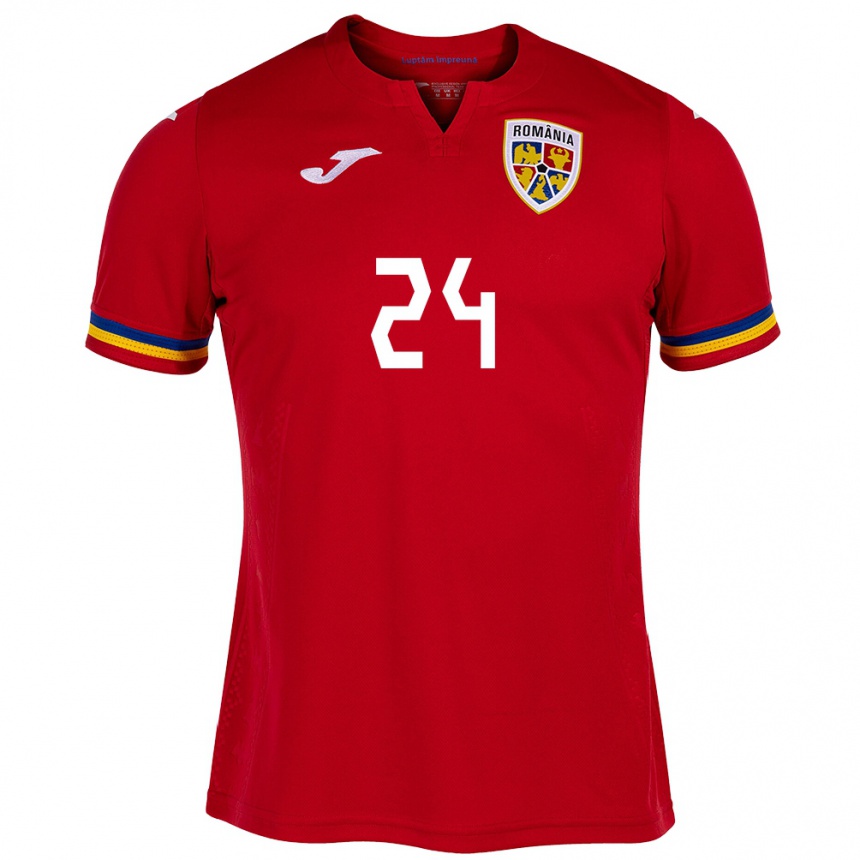 Kids Football Romania Botond Gergely #24 Red Away Jersey 24-26 T-Shirt Uk