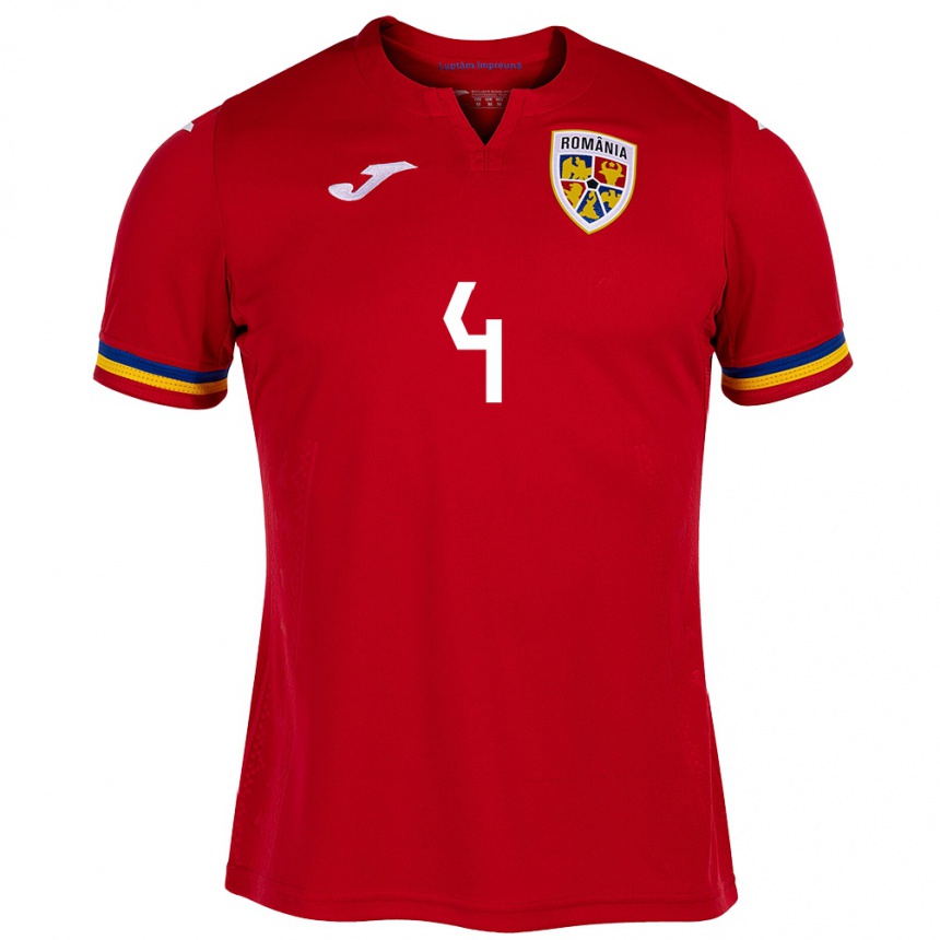 Kids Football Romania Ioana Bortan #4 Red Away Jersey 24-26 T-Shirt Uk