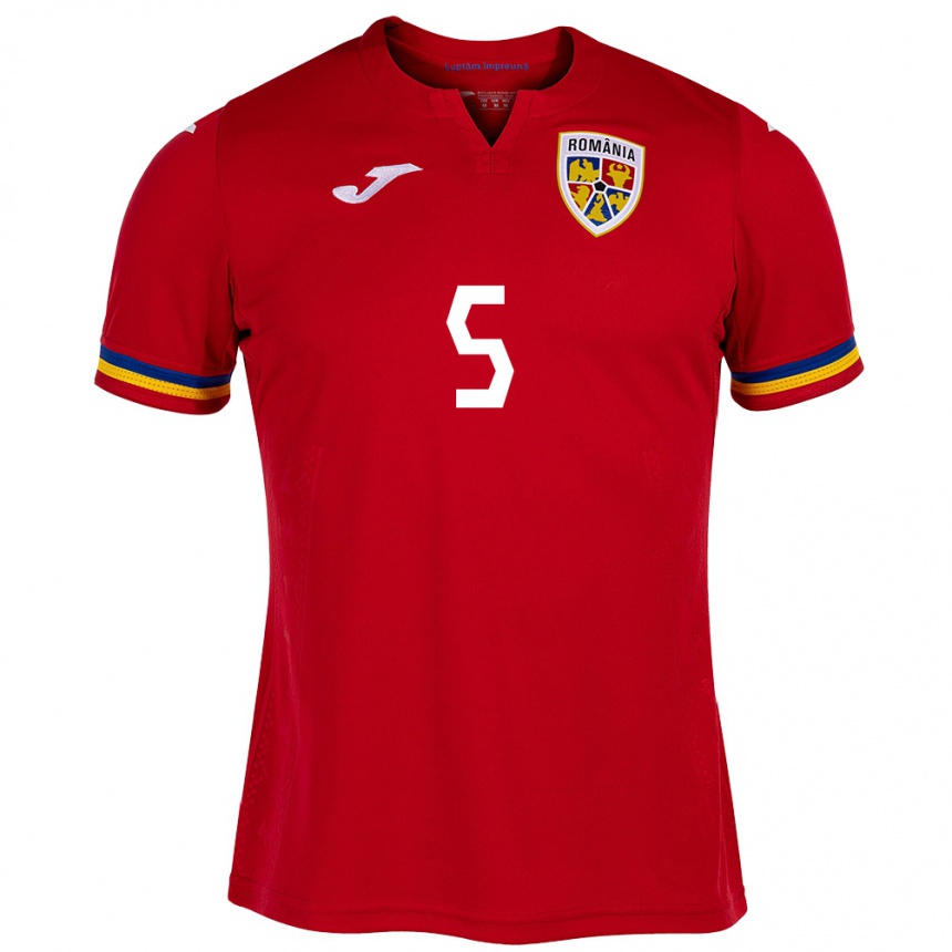 Kids Football Romania Vladimir Screciu #5 Red Away Jersey 24-26 T-Shirt Uk