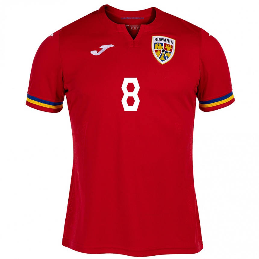 Kids Football Romania Răzvan Tănasă #8 Red Away Jersey 24-26 T-Shirt Uk