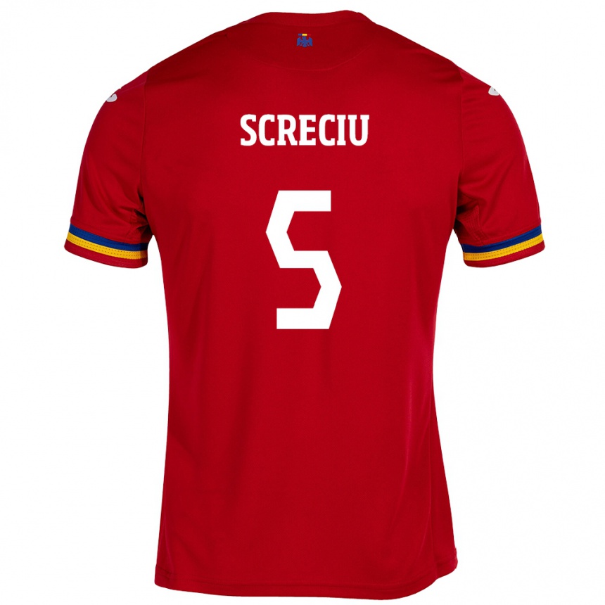 Kids Football Romania Vladimir Screciu #5 Red Away Jersey 24-26 T-Shirt Uk