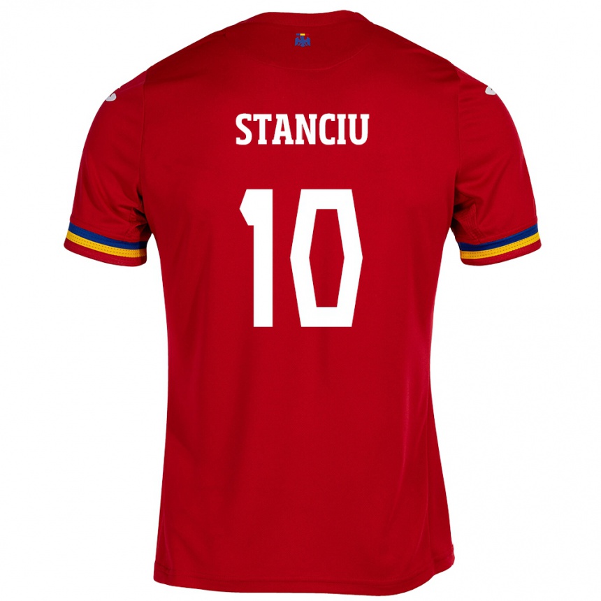 Kids Football Romania Nicolae Stanciu #10 Red Away Jersey 24-26 T-Shirt Uk