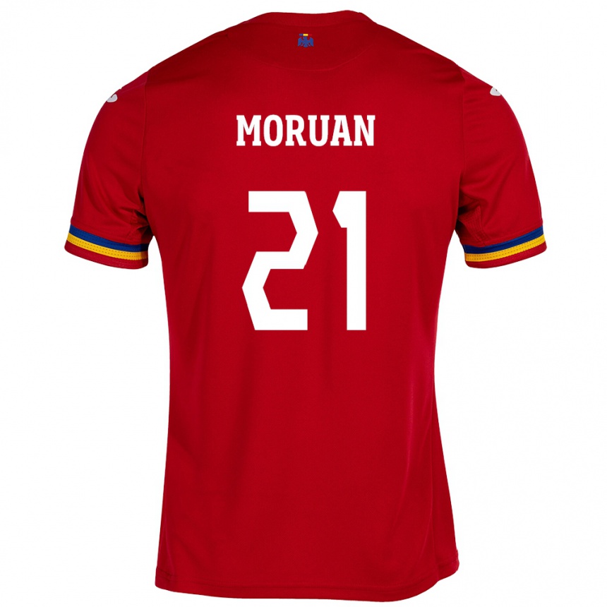 Kids Football Romania Olimpiu Moruţan #21 Red Away Jersey 24-26 T-Shirt Uk