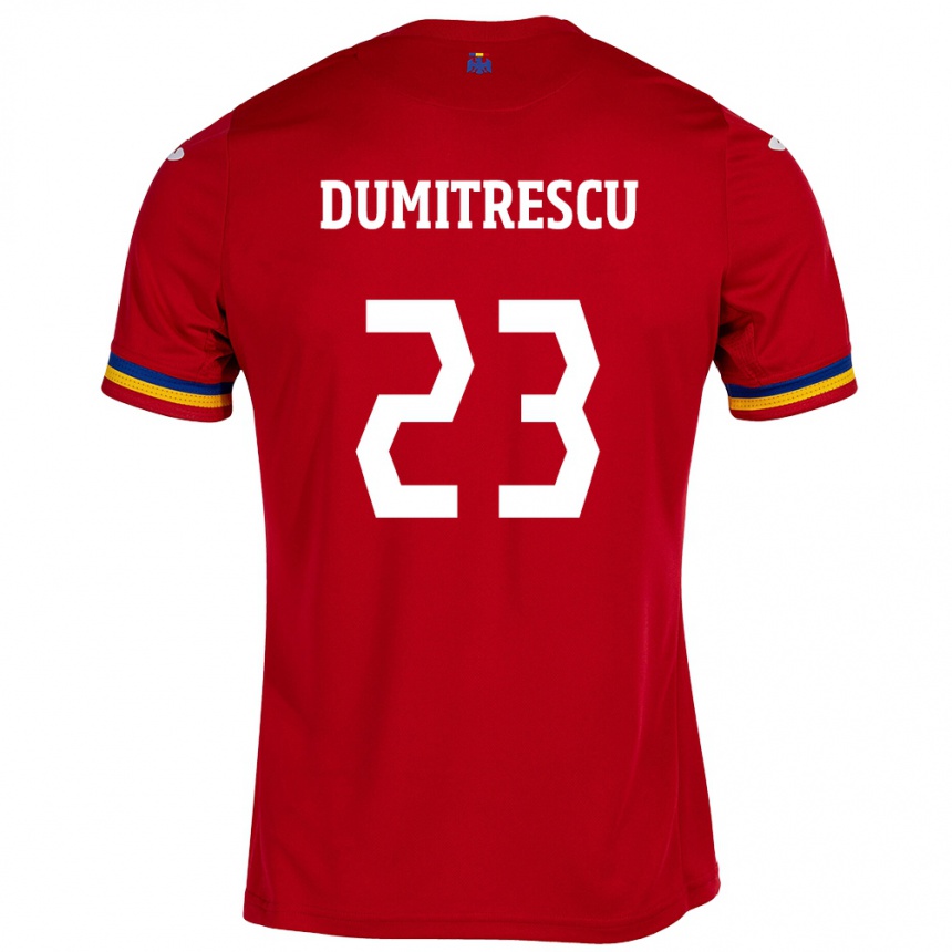 Kids Football Romania Andres Dumitrescu #23 Red Away Jersey 24-26 T-Shirt Uk