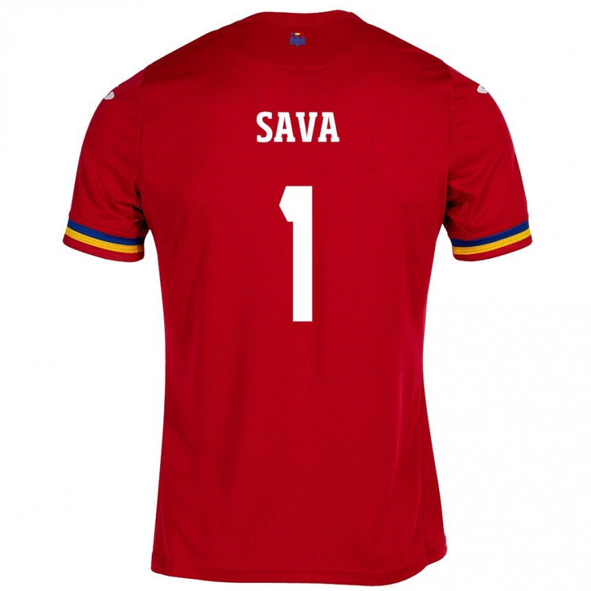 Kids Football Romania Răzvan Sava #1 Red Away Jersey 24-26 T-Shirt Uk