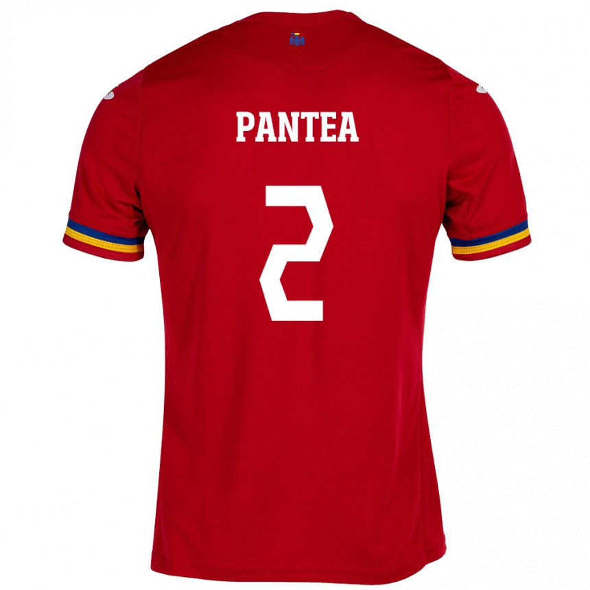 Kids Football Romania Alexandru Pantea #2 Red Away Jersey 24-26 T-Shirt Uk