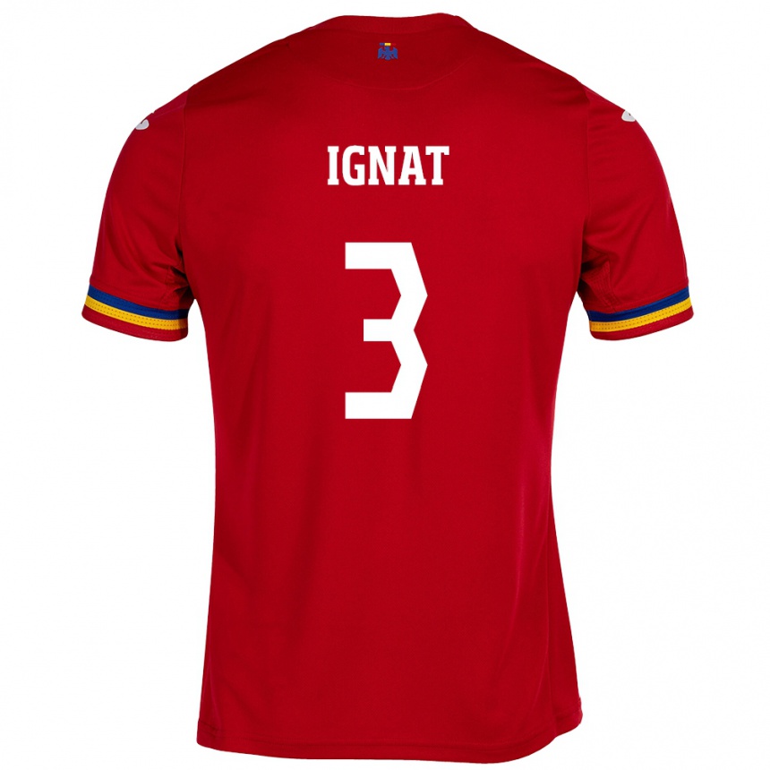 Kids Football Romania Cristian Ignat #3 Red Away Jersey 24-26 T-Shirt Uk