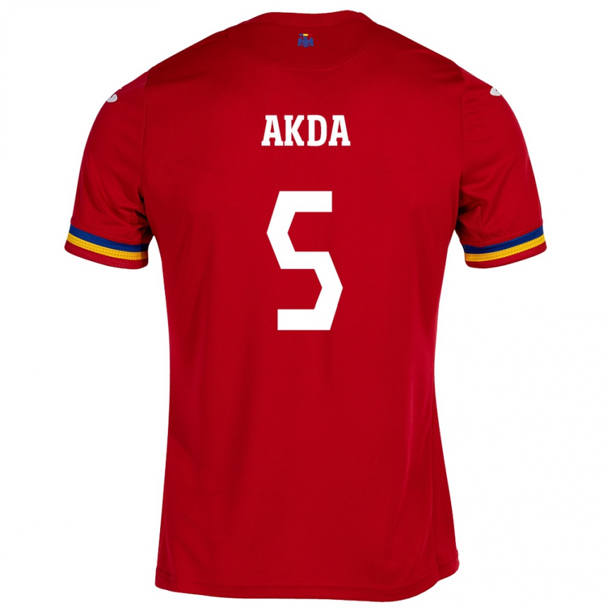 Kids Football Romania Ümit Akdağ #5 Red Away Jersey 24-26 T-Shirt Uk