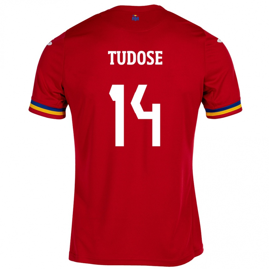 Kids Football Romania Mario Tudose #14 Red Away Jersey 24-26 T-Shirt Uk