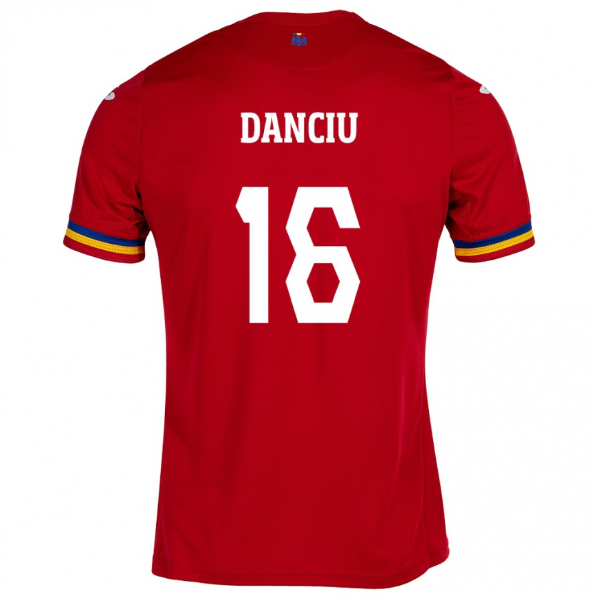 Kids Football Romania Marian Danciu #16 Red Away Jersey 24-26 T-Shirt Uk