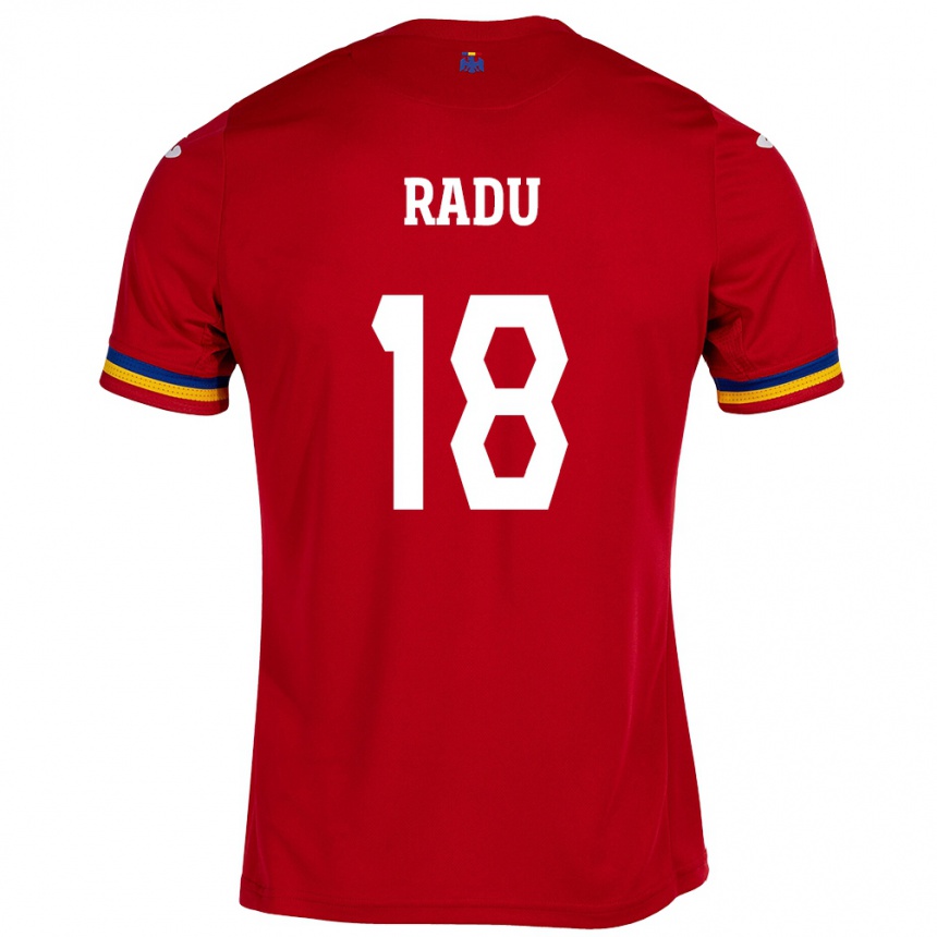 Kids Football Romania Denis Radu #18 Red Away Jersey 24-26 T-Shirt Uk