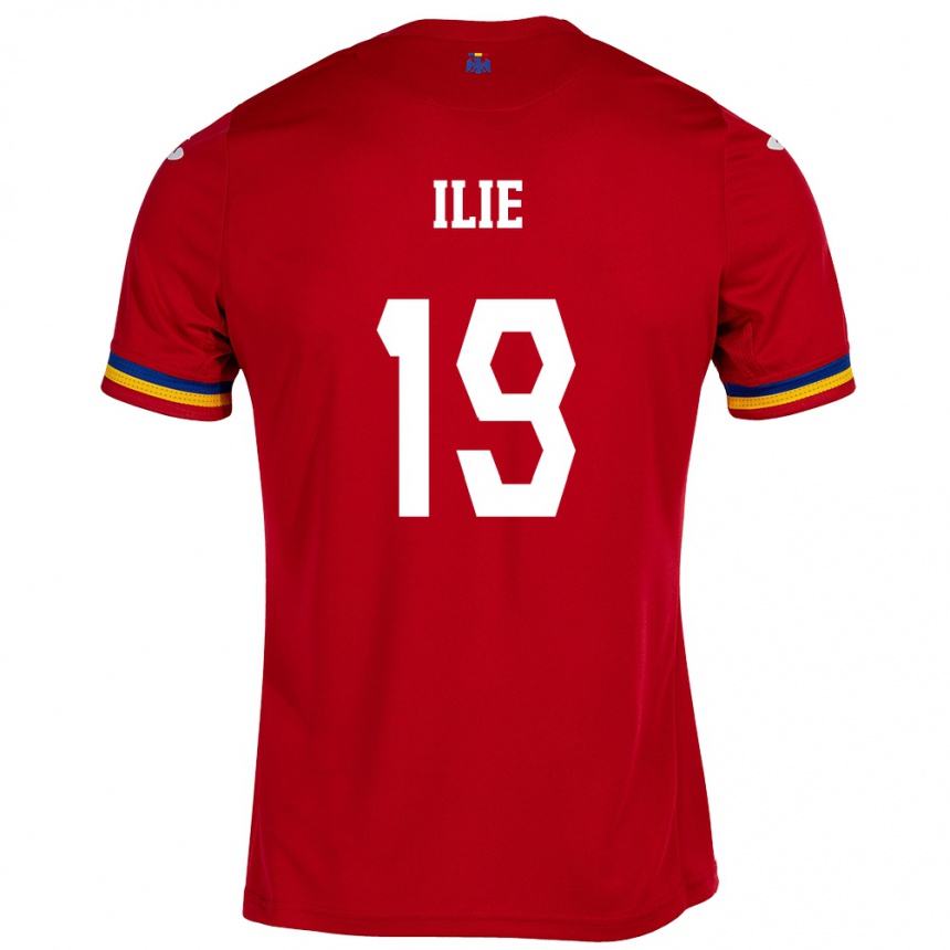 Kids Football Romania Rareș Ilie #19 Red Away Jersey 24-26 T-Shirt Uk