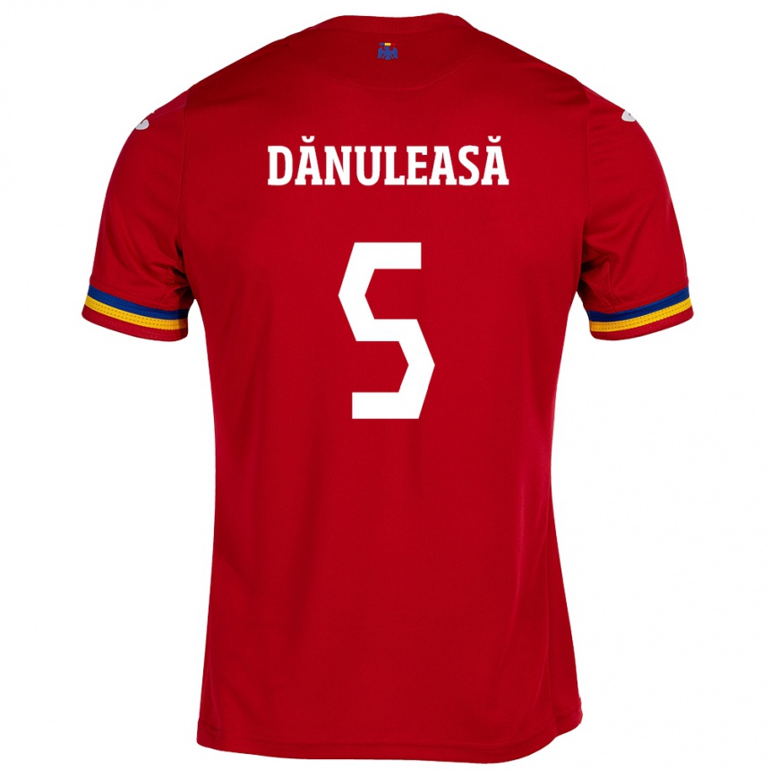 Kids Football Romania Gabriel Dănuleasă #5 Red Away Jersey 24-26 T-Shirt Uk