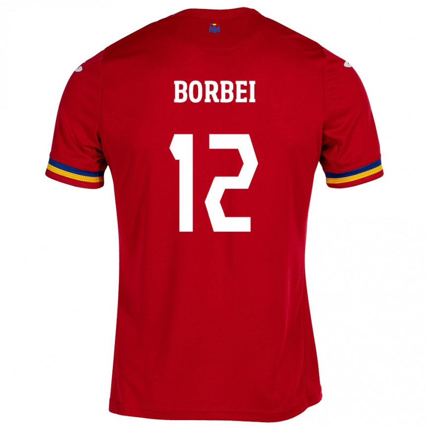 Kids Football Romania Alexandru Borbei #12 Red Away Jersey 24-26 T-Shirt Uk