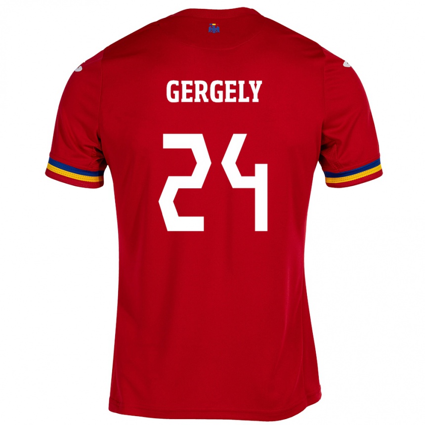 Kids Football Romania Botond Gergely #24 Red Away Jersey 24-26 T-Shirt Uk