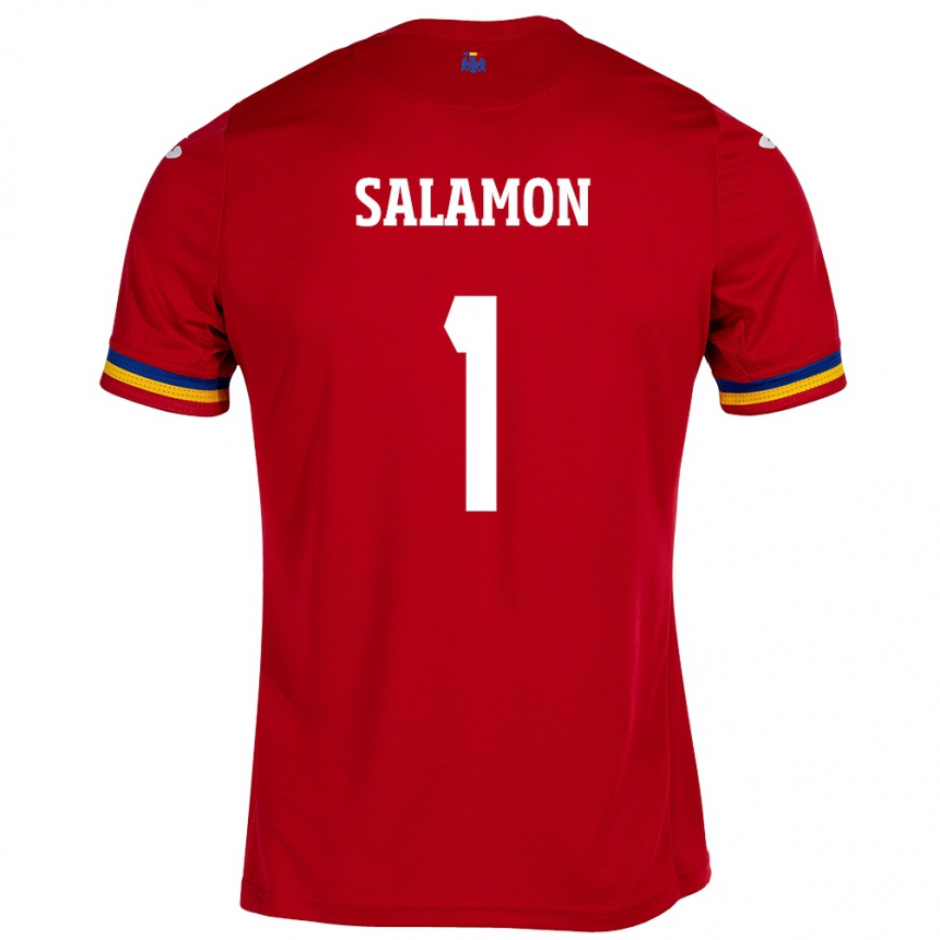 Kids Football Romania Szidonia Salamon #1 Red Away Jersey 24-26 T-Shirt Uk