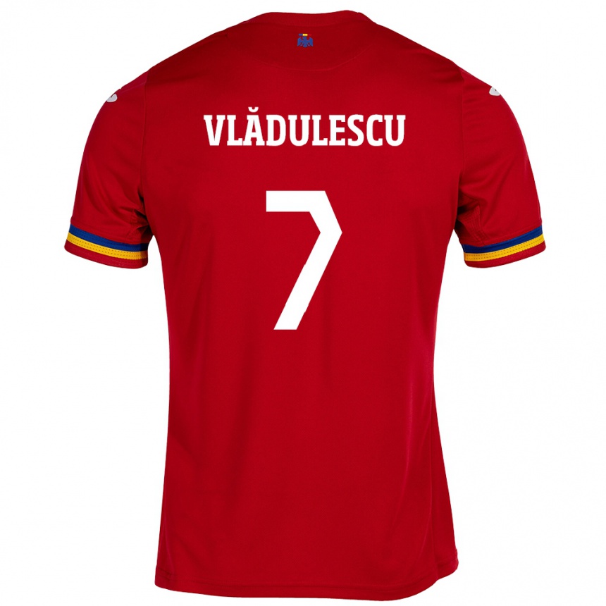 Kids Football Romania Ana Maria Vlădulescu #7 Red Away Jersey 24-26 T-Shirt Uk