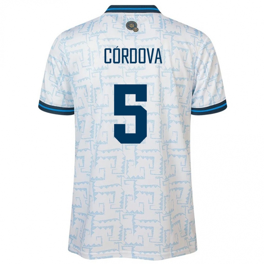 Kids Football El Salvador Edwin Córdova #5 White Away Jersey 24-26 T-Shirt Uk