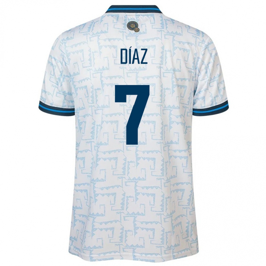 Kids Football El Salvador Nelson Díaz #7 White Away Jersey 24-26 T-Shirt Uk