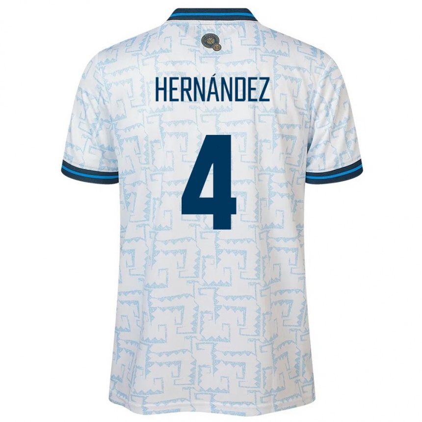 Kids Football El Salvador Elaily Hernández #4 White Away Jersey 24-26 T-Shirt Uk