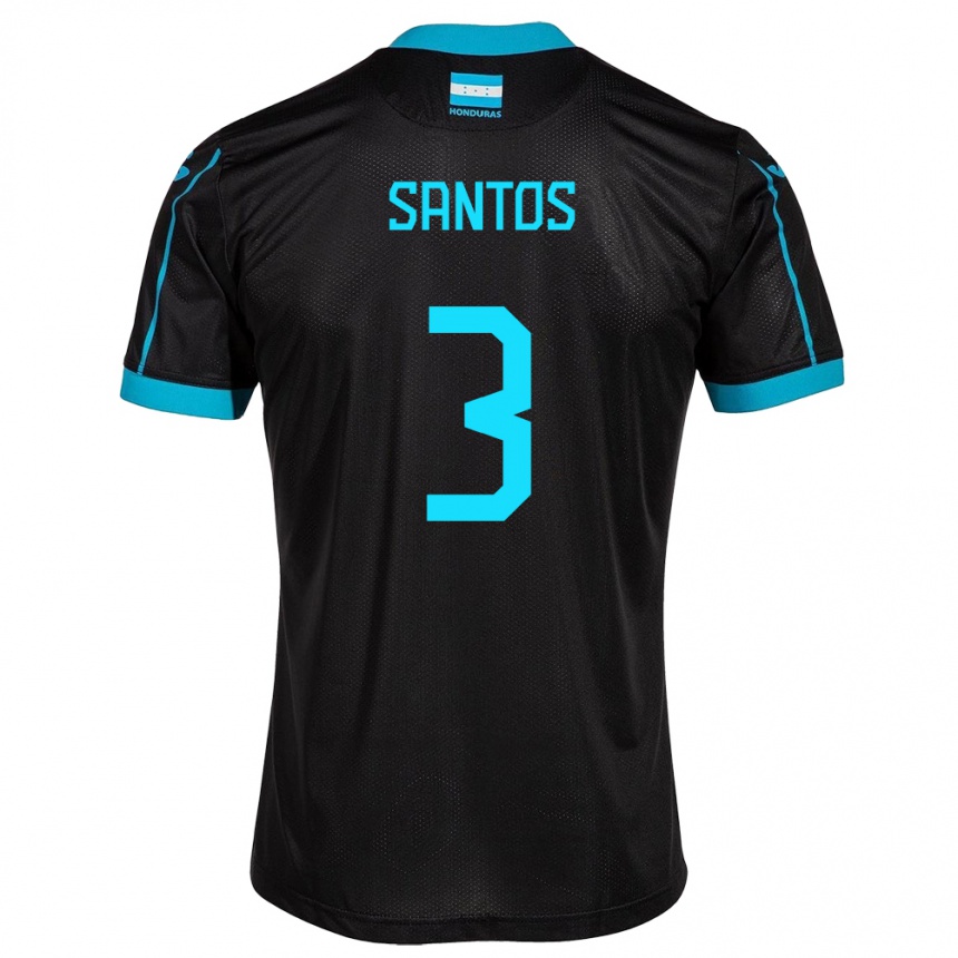 Kids Football Honduras Marcelo Santos #3 Black Away Jersey 24-26 T-Shirt Uk