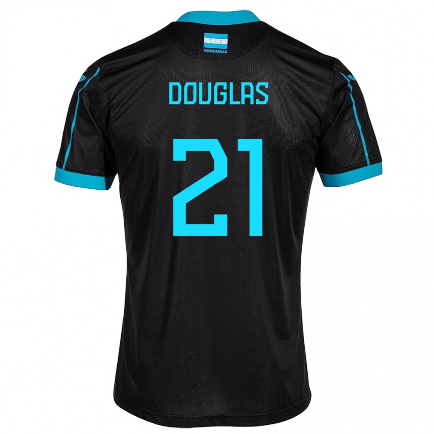 Kids Football Honduras Douglas Martínez #21 Black Away Jersey 24-26 T-Shirt Uk