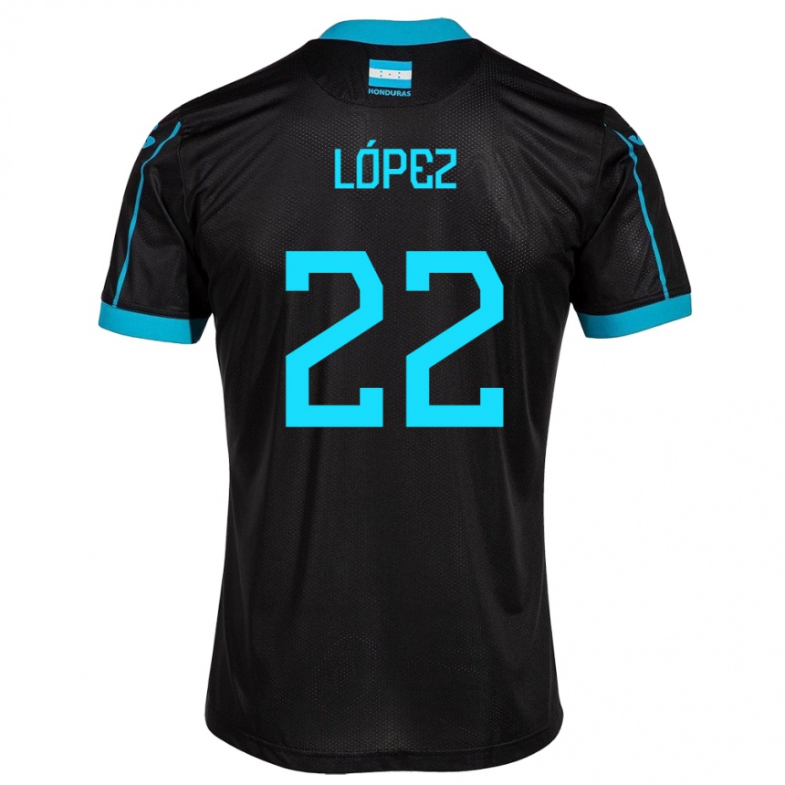 Kids Football Honduras Luis López #22 Black Away Jersey 24-26 T-Shirt Uk