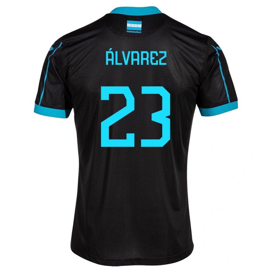 Kids Football Honduras Jorge Álvarez #23 Black Away Jersey 24-26 T-Shirt Uk