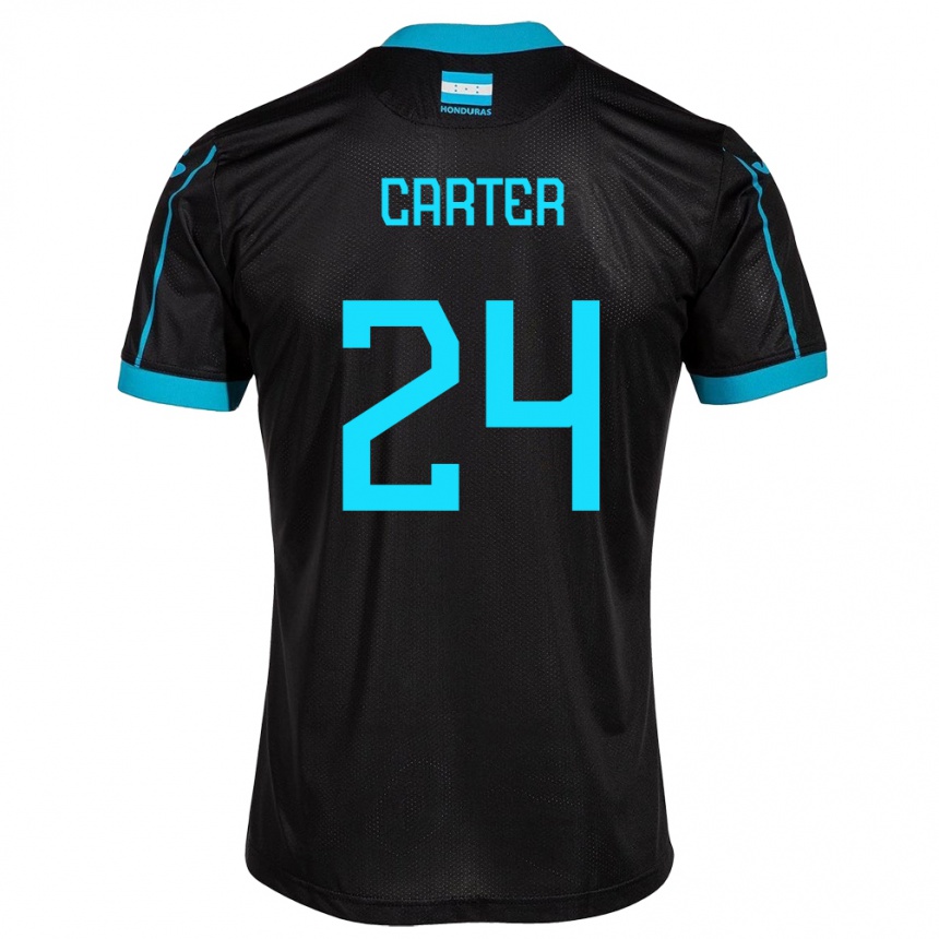 Kids Football Honduras Daniel Carter #24 Black Away Jersey 24-26 T-Shirt Uk