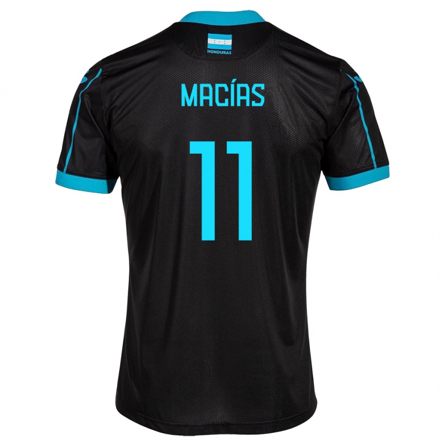 Kids Football Honduras Jefryn Macías #11 Black Away Jersey 24-26 T-Shirt Uk