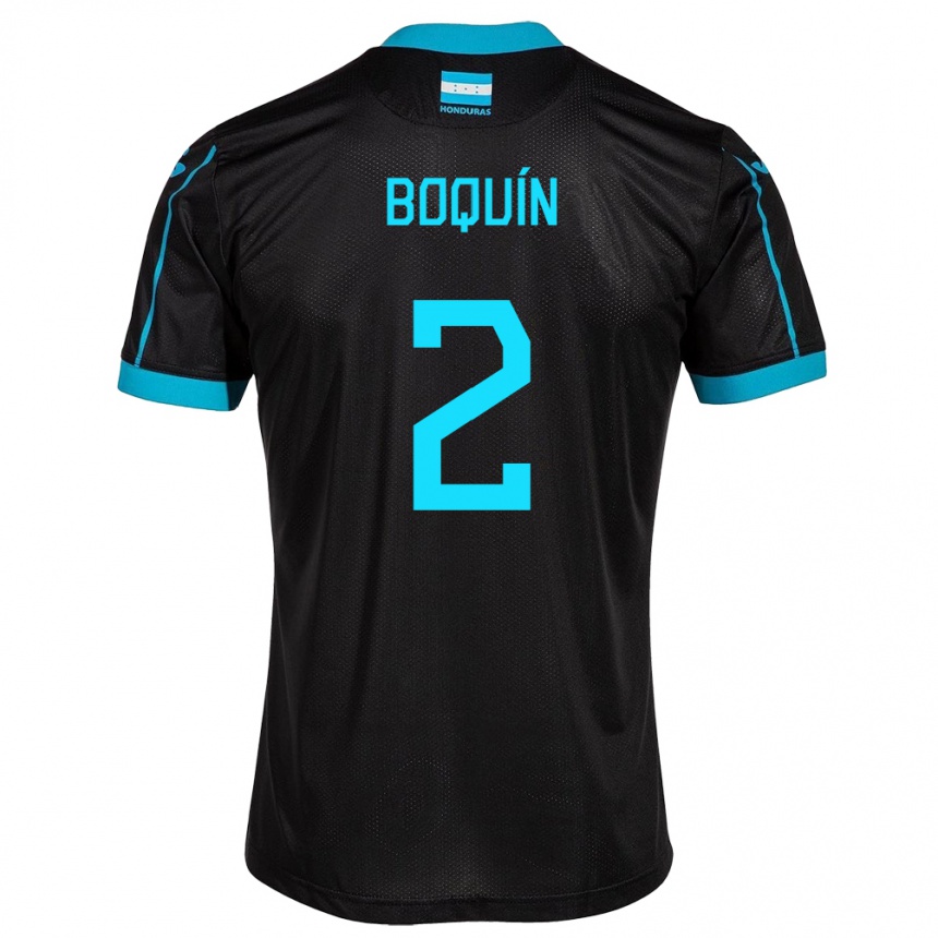 Kids Football Honduras Stiven Boquín #2 Black Away Jersey 24-26 T-Shirt Uk