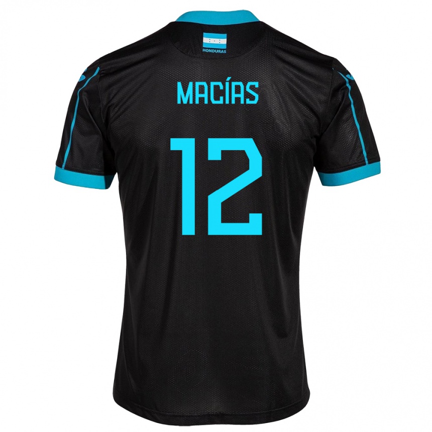 Kids Football Honduras Owen Macías #12 Black Away Jersey 24-26 T-Shirt Uk