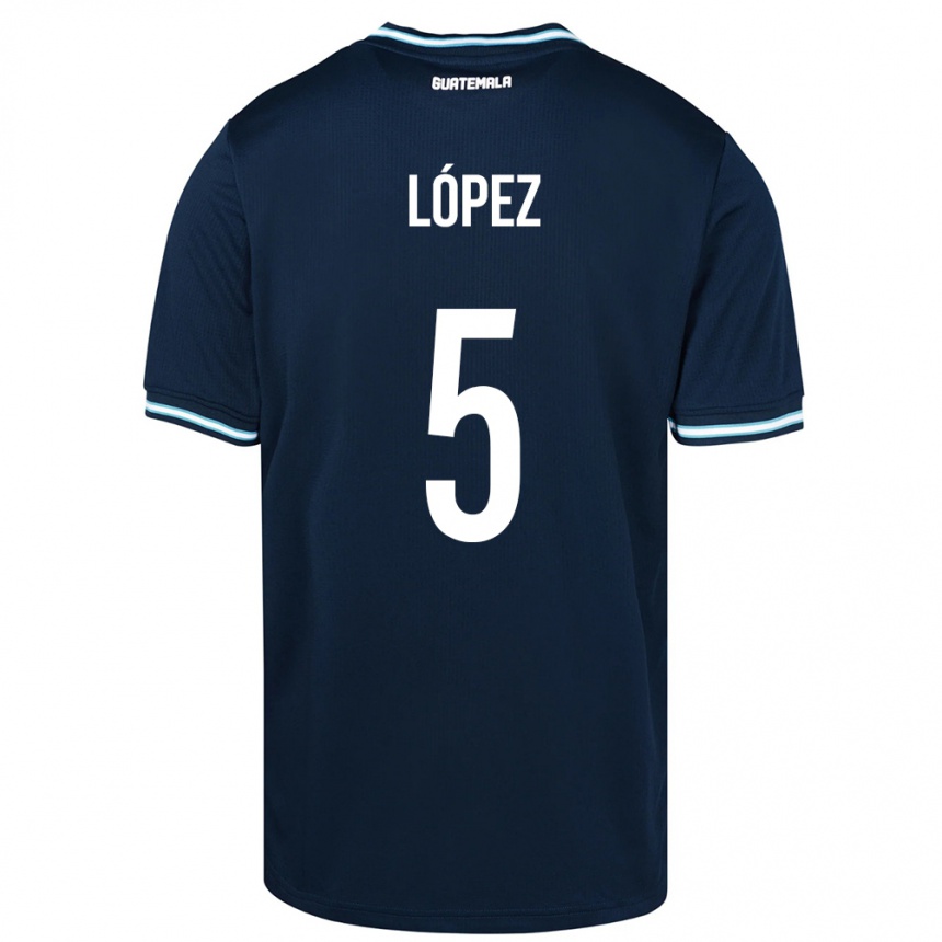 Kids Football Guatemala Jeffery López #5 Blue Away Jersey 24-26 T-Shirt Uk