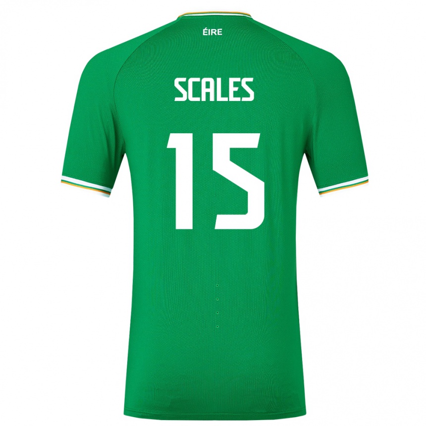 Men Football Ireland Liam Scales #15 Green Home Jersey 24-26 T-Shirt Uk