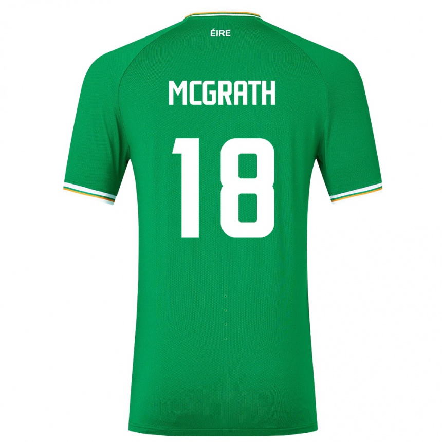 Men Football Ireland Jamie Mcgrath #18 Green Home Jersey 24-26 T-Shirt Uk