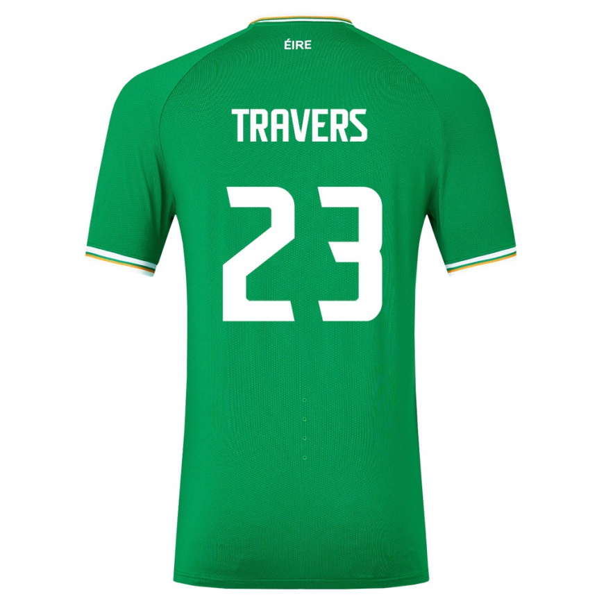 Men Football Ireland Mark Travers #23 Green Home Jersey 24-26 T-Shirt Uk