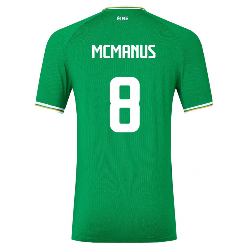 Men Football Ireland James Mcmanus #8 Green Home Jersey 24-26 T-Shirt Uk