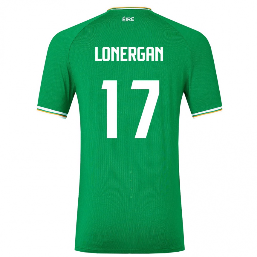 Men Football Ireland Tom Lonergan #17 Green Home Jersey 24-26 T-Shirt Uk