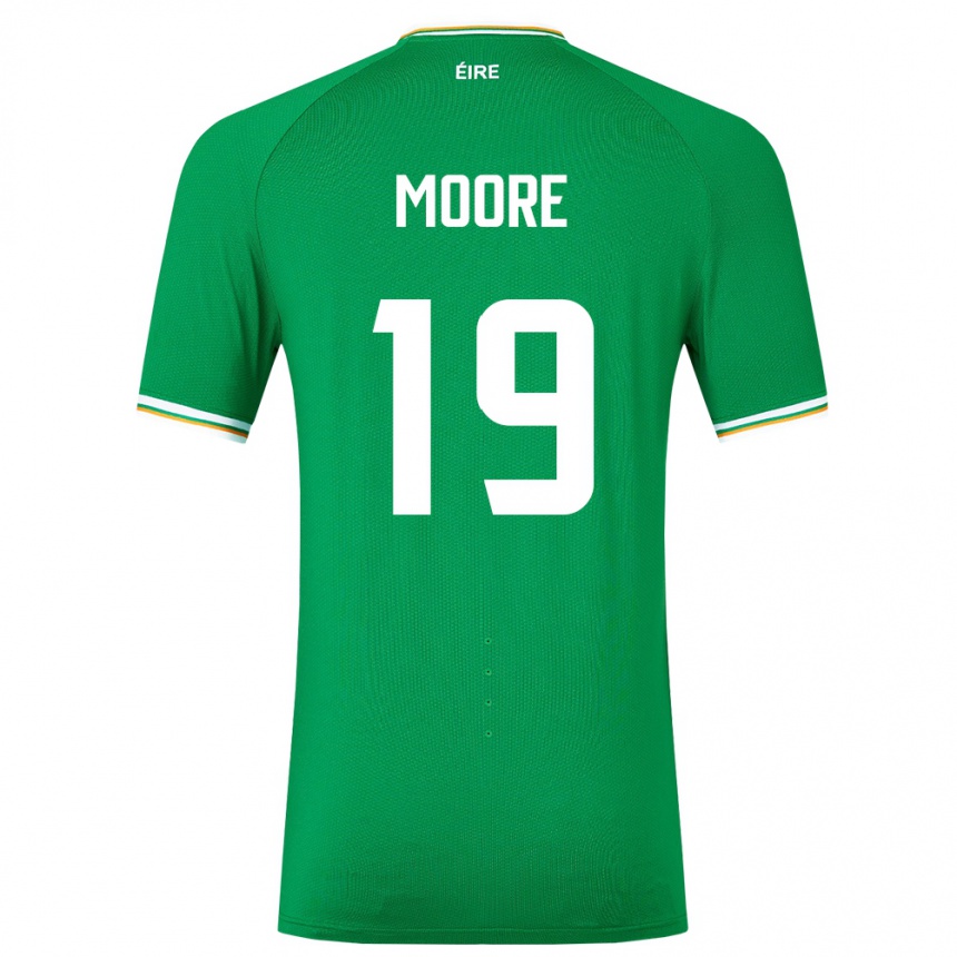 Men Football Ireland Sean Moore #19 Green Home Jersey 24-26 T-Shirt Uk