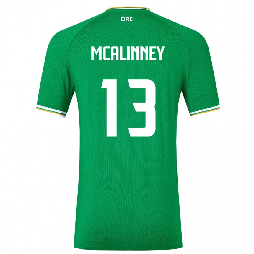 Men Football Ireland Liam Mcalinney #13 Green Home Jersey 24-26 T-Shirt Uk