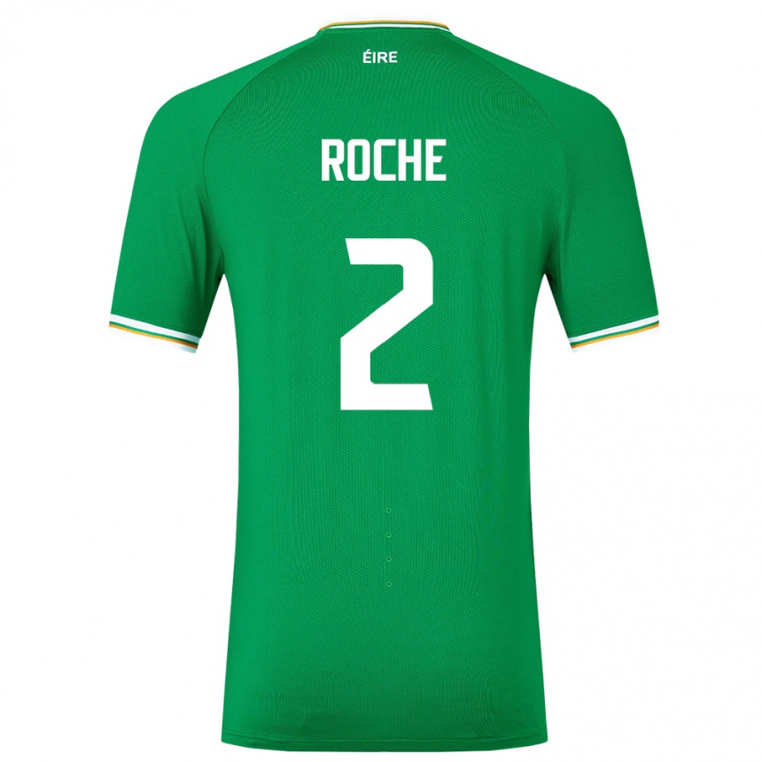 Men Football Ireland James Roche #2 Green Home Jersey 24-26 T-Shirt Uk